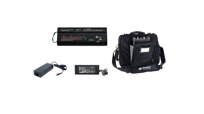 Rechargeable battery, carrying case, and charging ford for FieldFox
